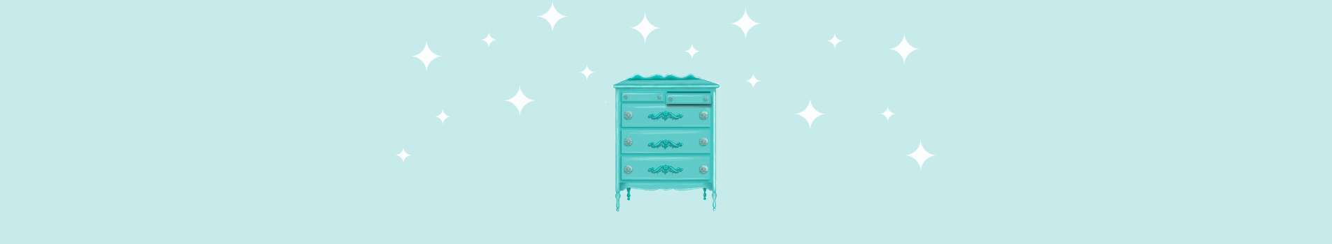 drawer illustration on aqua background